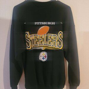 Vintage Men's Large Black Pittsburgh Steelers NFL Sweatshirt Dodger 1996 NFL